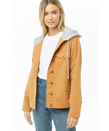 Forever 21 Contrast-Hood Twill Jacket
