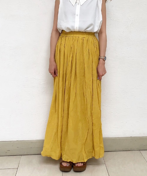 chocomee（チョコミー）の「ロングスカート（スカート・レディース・ブラック/ベージュ/イエロー・FREE）」の4枚目の写真