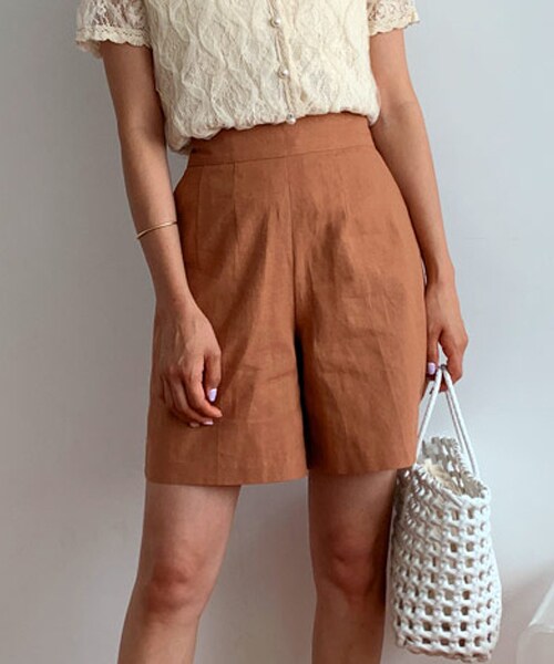 DHOLIC(ディーホリック)の「リネン混ショートパンツ(その他パンツ・レディース・ベージュ/ブラウン/ブラック・FREE)」の3枚目の写真