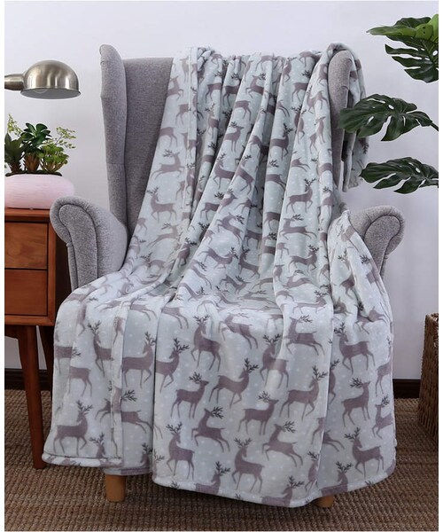 Berkshire（バークシャー）の「Berkshire Blanket & Home Co. Holiday Print Velvety Plush Throw（インテリア・Pumpkin Vine/Reindeer And Snow・One Size）」の2枚目の写真