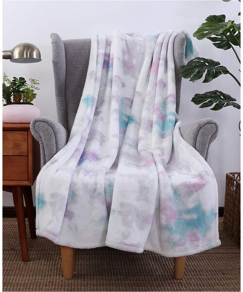 Berkshire（バークシャー）の「Berkshire Blanket & Home Co. Marble Print PrimaLush Throw（インテリア・Aqua Watercolor/Multi Watercolor・One Size）」の2枚目の写真