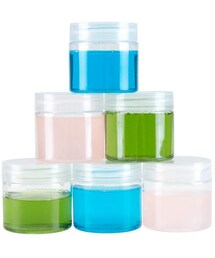 Trademark Global Clear 2 Ounce Plastic Jar Containers, 6 Pack of Plastic Storage Jars with Foam Liner by Stalwart