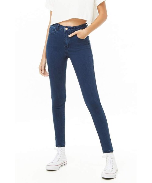 FOREVER 21（フォーエバー トゥエンティーワン）の「Forever 21 Mid-Rise Skinny Jeans（デニムパンツ・レディース・Black/Blue・24/25/26/27/28/29/30/31）」の2枚目の写真