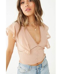 Forever 21 Ruffle Embroidered Lace Top