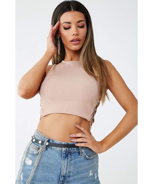 FOREVER 21（フォーエバー トゥエンティーワン）の「Forever 21 Kikiriki O-Ring Tank Top（タンクトップ・レディース・White/Beige・Medium/Large/Small）」の7枚目の写真