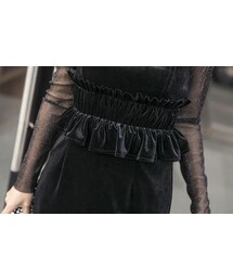 no brand（ノーブランド）の「ベロア ワンピース シースルー