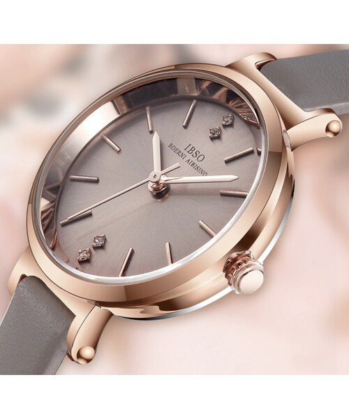 No Brand ノーブランド の Ibso レディース腕時計 海外人気ブランド 上品 繊細 デザイン グレー ブラウン ピンク ブラック カラー4種 Ec06 アナログ腕時計 Wear