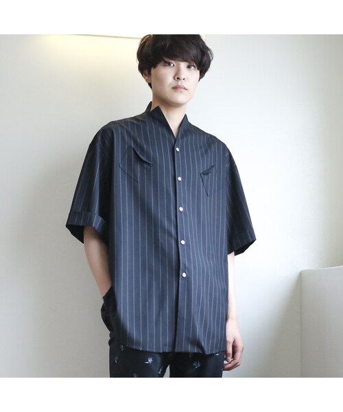 中古美品】 KONYA / ストライプシャツ / black | e-assist.co.jp