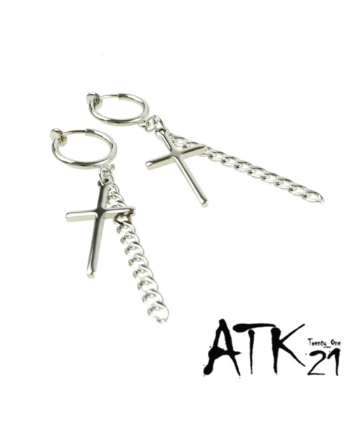 フェイクピアス BTS あけよ ジミン チェーン クロスイヤリング メンズ  