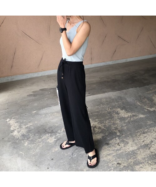copine（コピン）の「大人ゆるスタイル！リブワイドパンツ(2color)【クリックポスト対象商品】（その他パンツ・レディース・その他）」の2枚目の写真