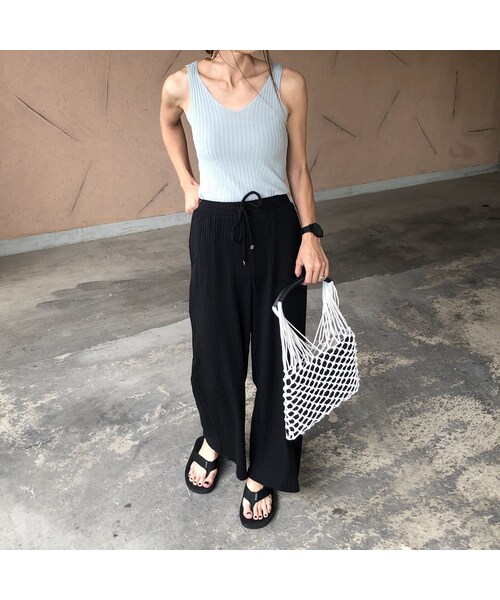 copine（コピン）の「大人ゆるスタイル！リブワイドパンツ(2color)【クリックポスト対象商品】（その他パンツ・レディース・その他）」の3枚目の写真