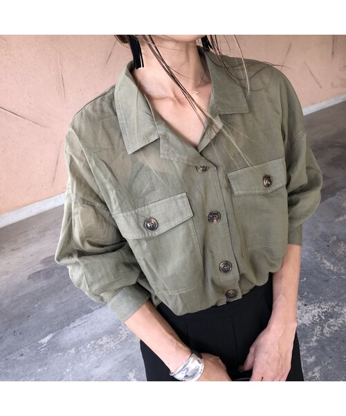 copine(コピン)の「薄手リネンライクオーバーシャツ【クリックポスト対象商品】(シャツ/ブラウス・レディース・その他)」の1枚目の写真
