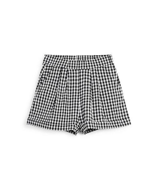 PAZZO（パッゾ）の「MIT 學院格紋鬆緊短褲（パンツ・レディース・藍白格/黑白格・S/M/L）」の6枚目の写真