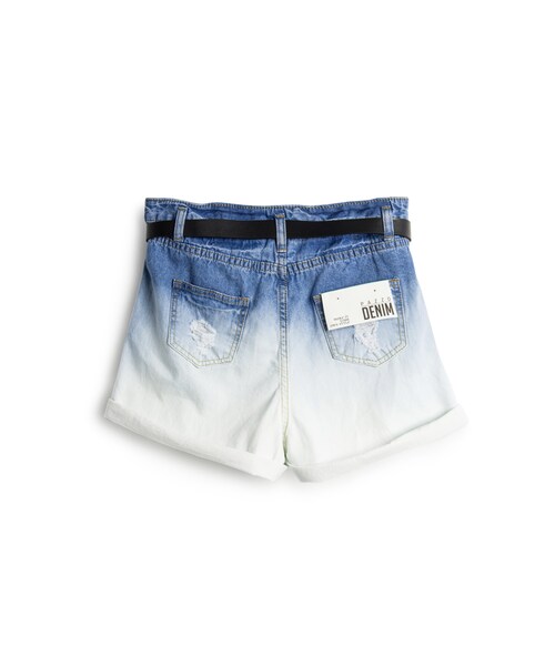 PAZZO(パッゾ)の「漸層感刷破牛仔短褲.附皮帶(その他・レディース・漸層藍・S/M/L)」の2枚目の写真