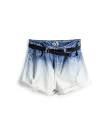 PAZZO | 漸層感刷破牛仔短褲．附皮帶(その他)