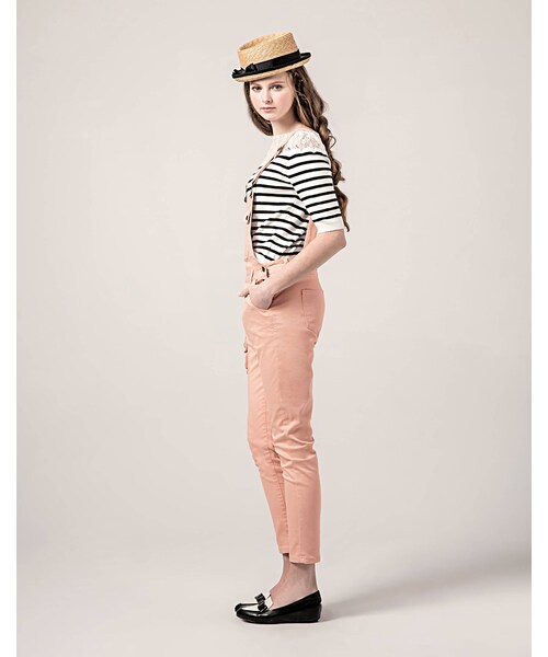 PAZZO（パッゾ）の「粉嫩色調吊帶長褲（パンツ・レディース・白/粉/藍綠・S/M/L）」の4枚目の写真