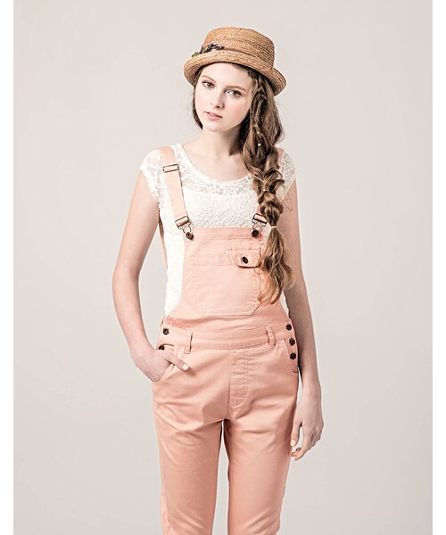 PAZZO（パッゾ）の「粉嫩色調吊帶長褲（パンツ・レディース・白/粉/藍綠・S/M/L）」の7枚目の写真