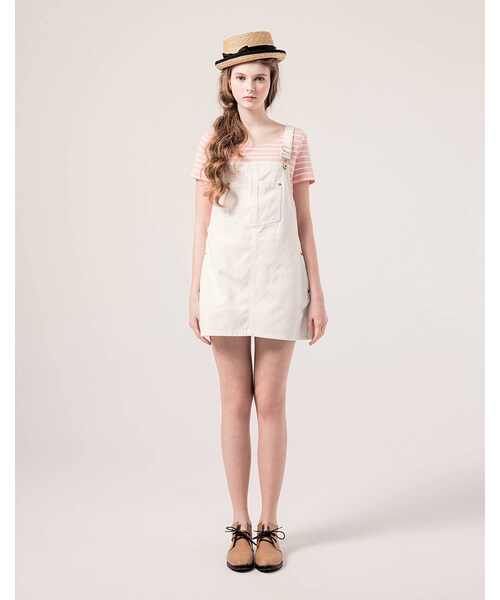 PAZZO（パッゾ）の「俏皮可愛鄰家女孩丹寧吊帶裙（スカート・レディース・白/藍・S/M/L）」の3枚目の写真