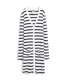 PAZZO | 黑白配色細條紋口袋長版外套(ジャケット/アウター)