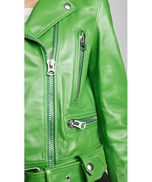 Acne Studios(アクネストゥディオズ)の「Acne Studios Mock Shiny Leather Jacket(ライダースジャケット・レディース・Green・32/34/36/38/40)」の4枚目の写真