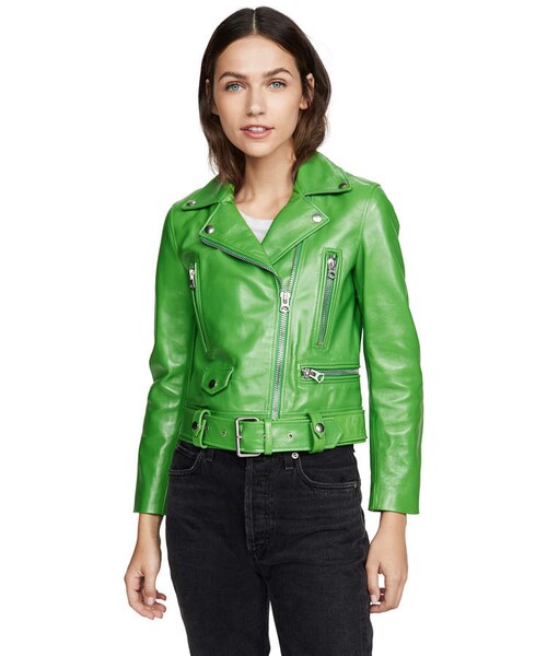 Acne Studios(アクネストゥディオズ)の「Acne Studios Mock Shiny Leather Jacket(ライダースジャケット・レディース・Green・32/34/36/38/40)」の6枚目の写真