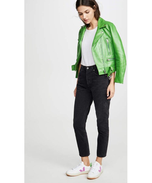 Acne Studios(アクネストゥディオズ)の「Acne Studios Mock Shiny Leather Jacket(ライダースジャケット・レディース・Green・32/34/36/38/40)」の2枚目の写真
