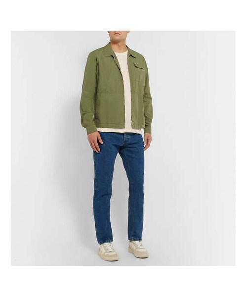 ami（アミ）の「AMI Logo-Appliquéd Cotton-Jersey T-Shirt（Tシャツ/カットソー・メンズ・White・L）」の2枚目の写真