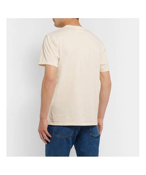 ami（アミ）の「AMI Logo-Appliquéd Cotton-Jersey T-Shirt（Tシャツ/カットソー・メンズ・White・L）」の4枚目の写真
