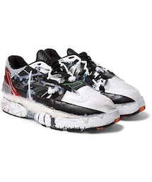 Maison Margiela | Maison Margiela Fusion Distressed Rubber-Trimmed Leather Sneakers(スニーカー)
