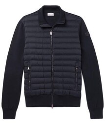 Moncler Slim-Fit Panelled Cotton-Blend Jersey And Quilted Shell Down Zip-Up Sweater