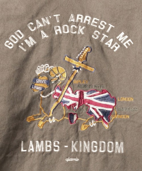 glamb X lamb kingdomジェイクシャツ　刺繍　サイズ4　ブラック 人気ファッション - glamb X lamb kingdomジェイクシャツ 刺繍