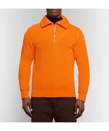 プラダサマーニット ブラック/ホワイト コットン クルーネック セーター | PRADA