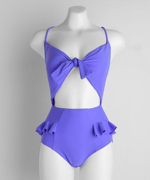 DHOLIC（ディーホリック）の「リボンフリルワンピース水着（水着・レディース・グリーン/ブラウン/ホワイト/オレンジ/ブラック/パープル・FREE）」の5枚目の写真