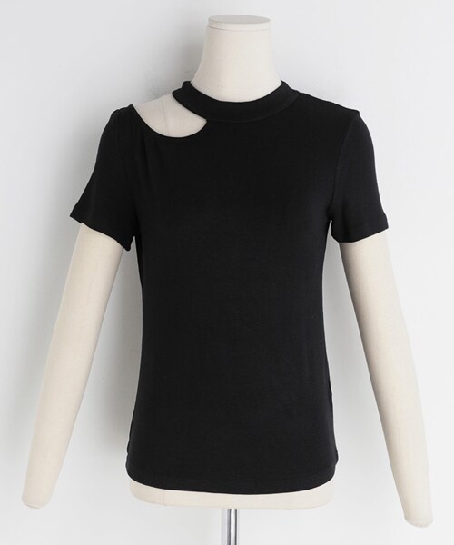 DHOLIC(ディーホリック)の「2TYPEショルダーカットTシャツ(Tシャツ/カットソー・レディース・その他/ホワイト/ブラック・FREE)」の3枚目の写真