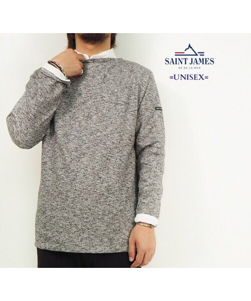 SAINT JAMES（セントジェームス）の「OUESSANT "MELANGE" [ NOIR (MBLK)]13JCOUESCHIN（Tシャツ/カットソー・レディース・その他）」の2枚目の写真