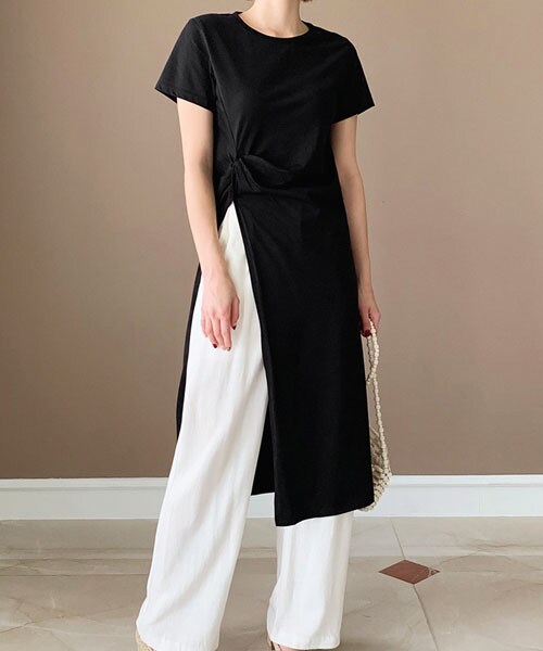 Dholic ディーホリック の ツイストスリットロングtシャツ Tシャツ カットソー Wear