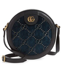 Gucci GG Velvet & Leather Round Shoulder Bag