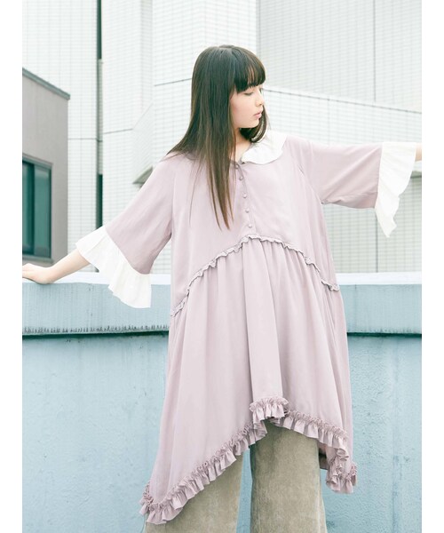 merry jenny(メリージェニー)の「アシメフリルタフタワンピース(ワンピース・ブラック/ラベンダー/アイボリー・F)」の18枚目の写真