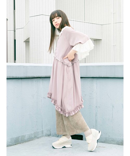 merry jenny(メリージェニー)の「アシメフリルタフタワンピース(ワンピース・ブラック/ラベンダー/アイボリー・F)」の15枚目の写真