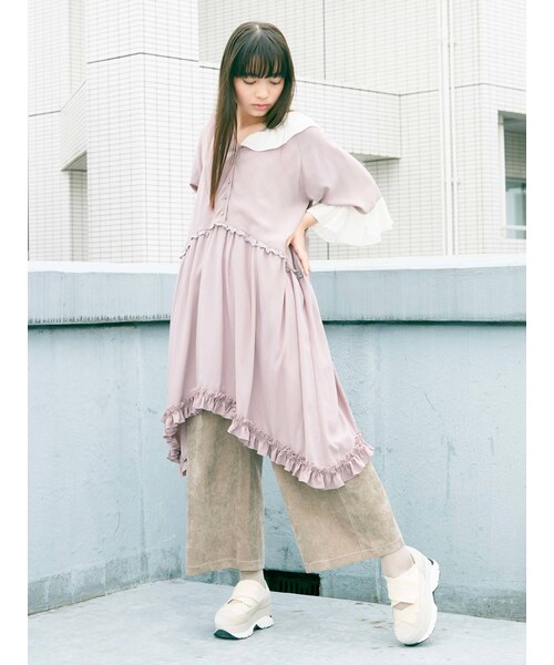 merry jenny(メリージェニー)の「アシメフリルタフタワンピース(ワンピース・ブラック/ラベンダー/アイボリー・F)」の14枚目の写真