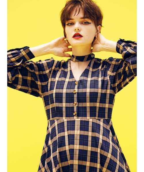 jouetie（ジュエティ）の「チョーカーアシメワンピース（ワンピース・イエロー/ブラック/ベビーピンク/ネイビー・M）」の7枚目の写真