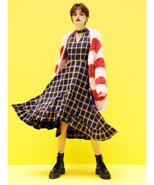 jouetie（ジュエティ）の「チョーカーアシメワンピース（ワンピース・イエロー/ブラック/ベビーピンク/ネイビー・M）」の6枚目の写真