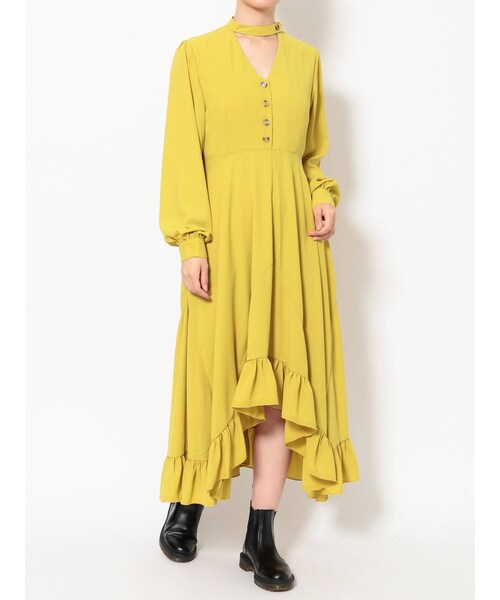 jouetie（ジュエティ）の「チョーカーアシメワンピース（ワンピース・イエロー/ブラック/ベビーピンク/ネイビー・M）」の5枚目の写真