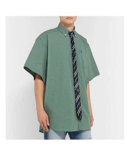 ヴェトモンOversized check shirt VETEMENTS (ヴェトモン) 18AW Sticker-Print Cotton Oversized