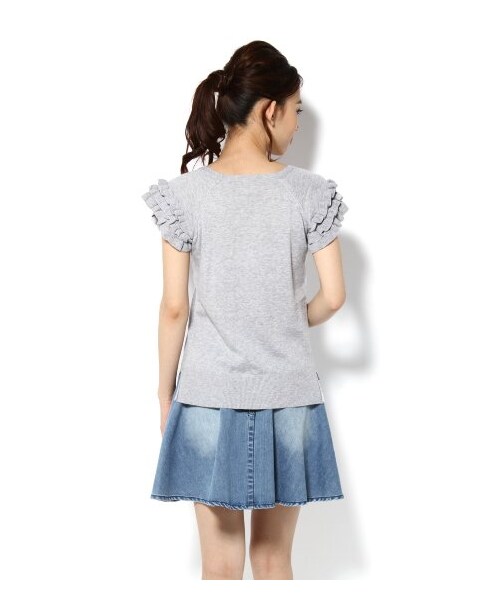 LIMITLESS LUXURY（リミットレスラグジュアリー）の「フリルレディニット（ニット・セーター・レディース・ブラック/グレーB/ホワイト/ブルー/ピンク・フリー）」の8枚目の写真