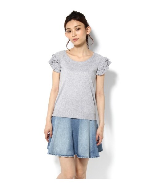 LIMITLESS LUXURY（リミットレスラグジュアリー）の「フリルレディニット（ニット・セーター・レディース・ブラック/グレーB/ホワイト/ブルー/ピンク・フリー）」の3枚目の写真