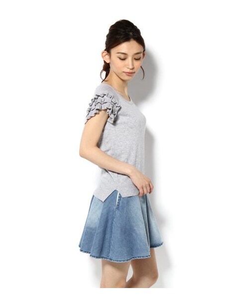 LIMITLESS LUXURY（リミットレスラグジュアリー）の「フリルレディニット（ニット・セーター・レディース・ブラック/グレーB/ホワイト/ブルー/ピンク・フリー）」の7枚目の写真