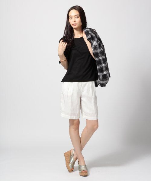 GLOBAL WORK(グローバルワーク)の「ソデタックプルオーバー半袖(トップス・レディース・ホワイト06/ボーダー08/ブラック09/グレー15・S/M/L)」の7枚目の写真