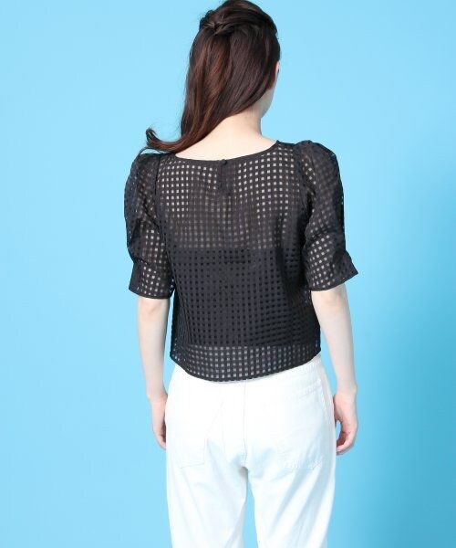 JEANASIS（ジーナシス）の「シアーチェックシャツプルオーバーSS（トップス・レディース・オフホワイト/ブラック/ネイビー・FREE）」の5枚目の写真