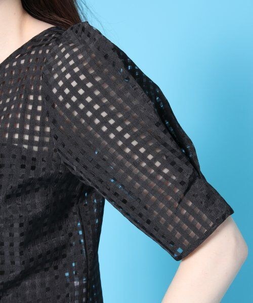 JEANASIS（ジーナシス）の「シアーチェックシャツプルオーバーSS（トップス・レディース・オフホワイト/ブラック/ネイビー・FREE）」の7枚目の写真